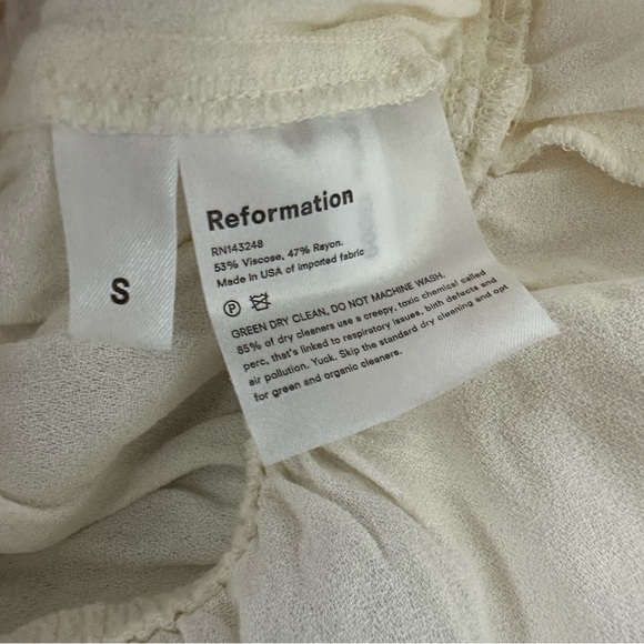 Reformation Top Plath Cream Puff Sleeve Crepe Size Small Puff Sleeve Blouse - Picture 9 of 11